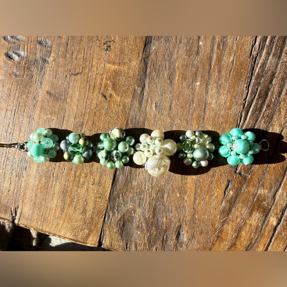 Bracelet Handmade with vintage beaded earrings, grandmacore unique